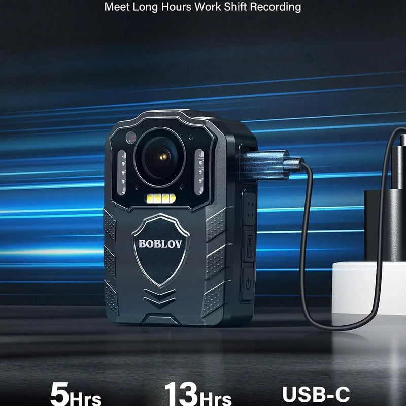 BOBLOV KJ25 1080p Action Camera 3000mAh Support 13Hrs Recording Bodycam Night Vision Mini Camerab Police Camera Pet Walking