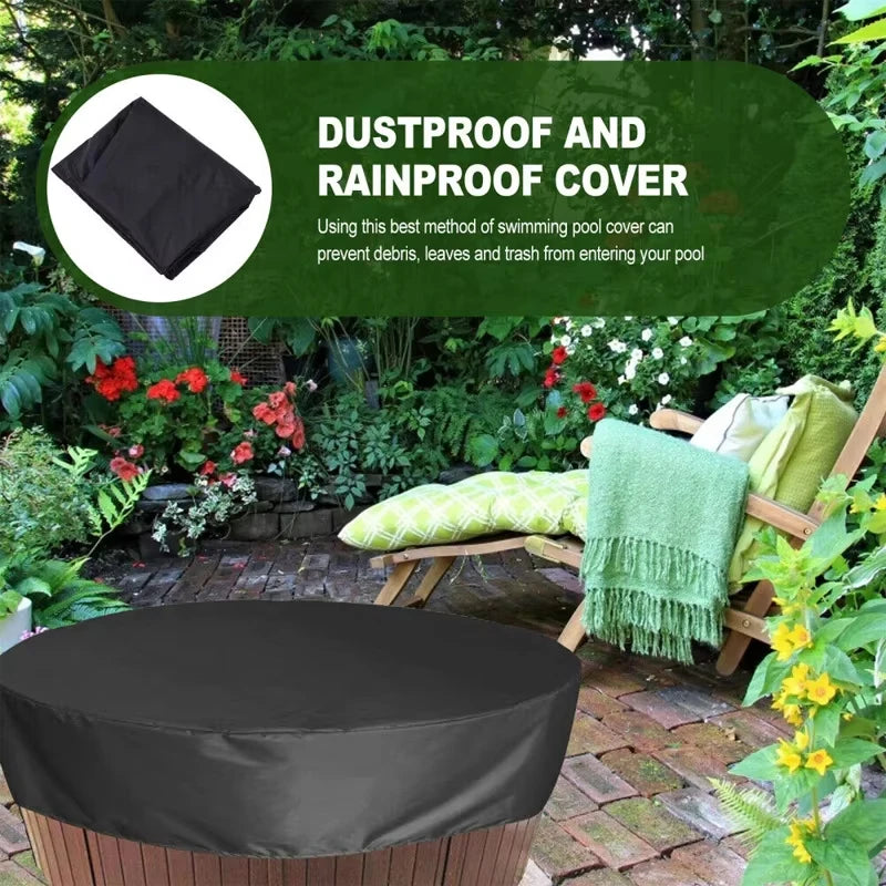 Round Bathtub Cover Outdoor Anti-Uv Spa Hot Tub Dust Cover Foldable Sunscreen Dustproof Waterproof Covers Swimming Pool Cover