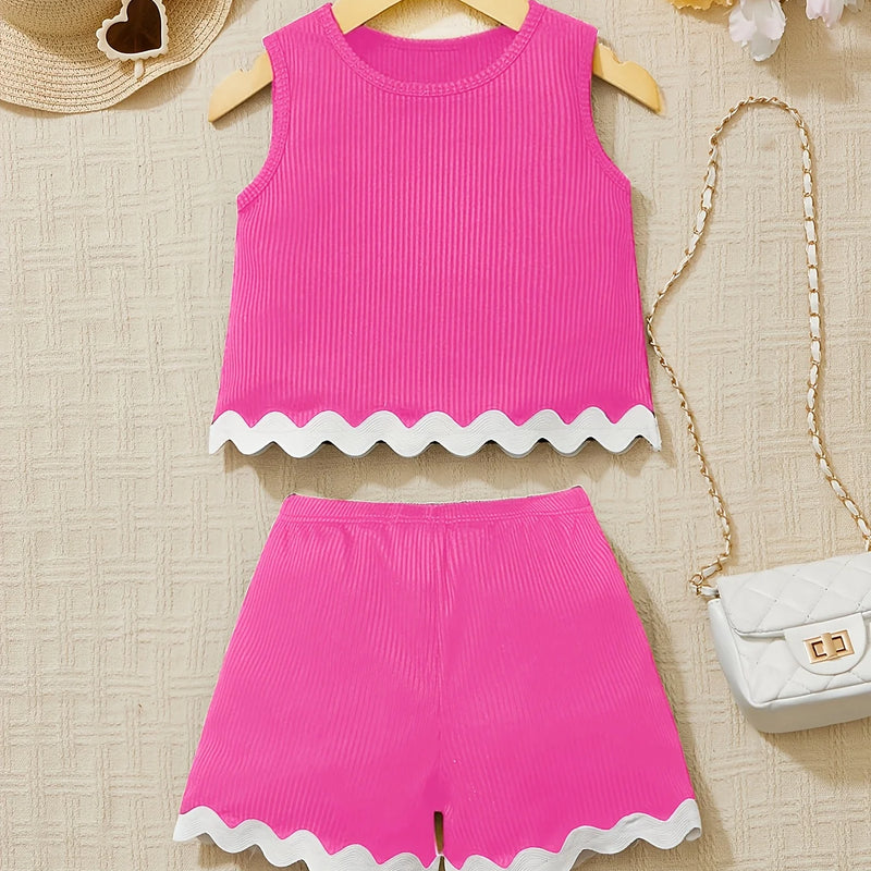 Ins Girls' Summer Outfit Set Young Vacation Style Solid - View 5 | SAMAG