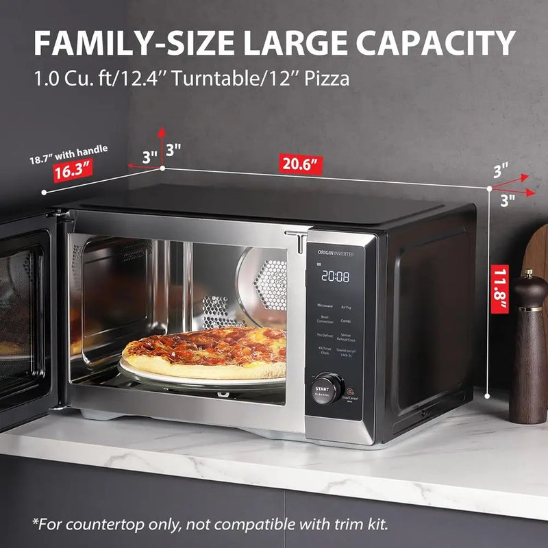 Convection Microwave Oven with Air Fryer, Inverter, Broil, 1000W, 27 Auto Menus & 47 Recipes, 1.0 Cubic Feet