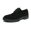 Fashion New Low Heels Pointed Suede Leather Brogue Oxford Shoes New Bussiness Thick Soled Causal Soft Daily Male Footwear Shoes