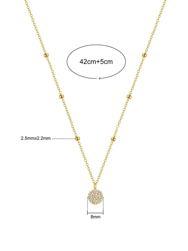 925 Sterling Silver Fashion Shiny Round Beads Halo Zircon Necklace For Women Engagement Wedding Fine - Visuel 3 | SAMAG