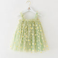 Toddler Girls Summer Sling Dress Sleeveless Daisy Print A-Line Tulle Princess Dress Kids Birthday Party Skirt Cute Baby Clothes