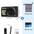 5K Digital Camera 8000W Pixel Retro CCD Dual Screen Photographic Cameras 80MP Vlog Cam with Auto Focus Smile Detection 18x Zoom