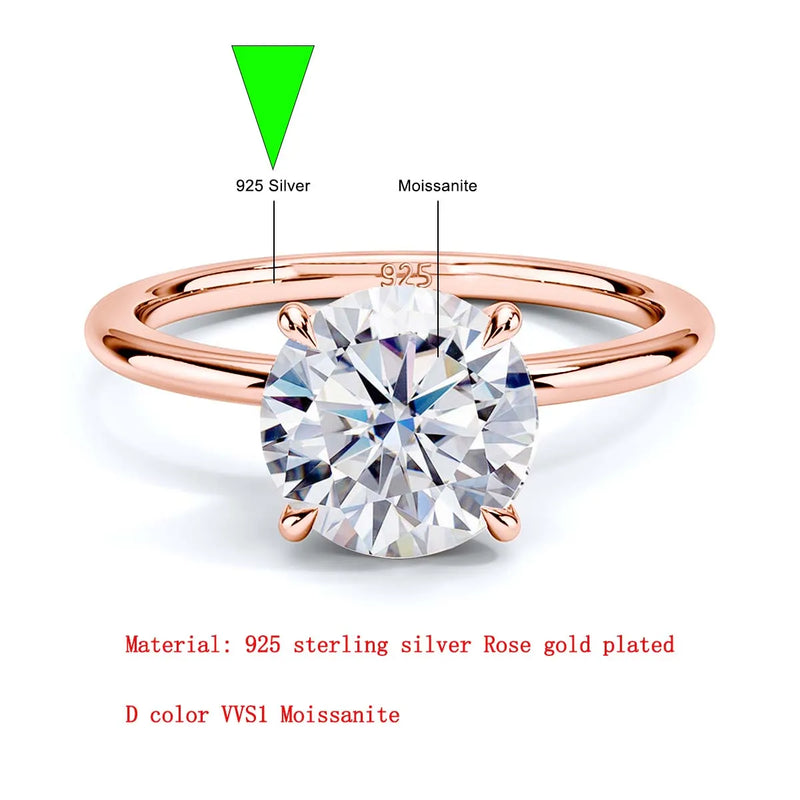 SDOOU Elegant 14K Gold Filled Six Claw Solitaire Moissanite Ring 1/2/3ct D VVS1 Round Cut  Everyday Wear Jewelry Gift for Women
