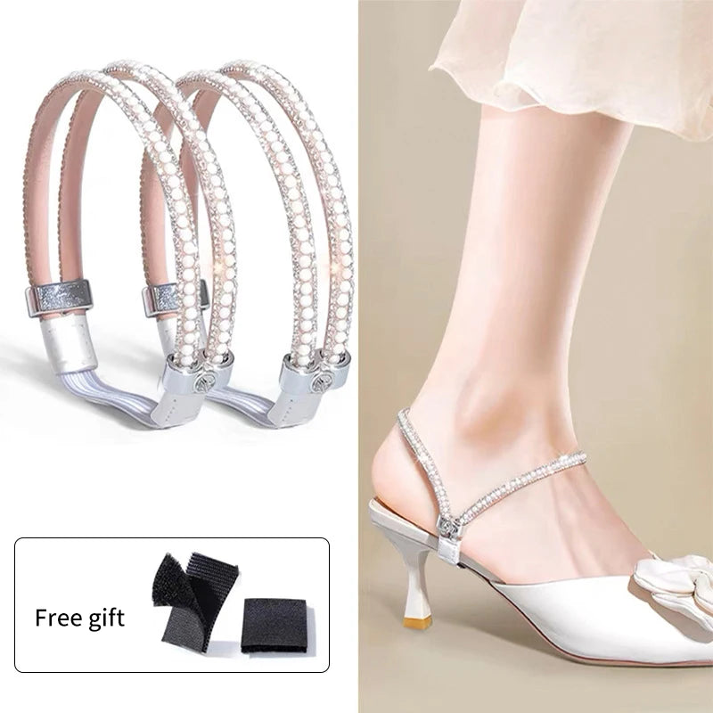 Ankle Holding Loose Anti-skid Bundle Laces Tie Straps Band Women Rhinestone Shoelaces Free Triangle Bundle High Heels Shoe Belt