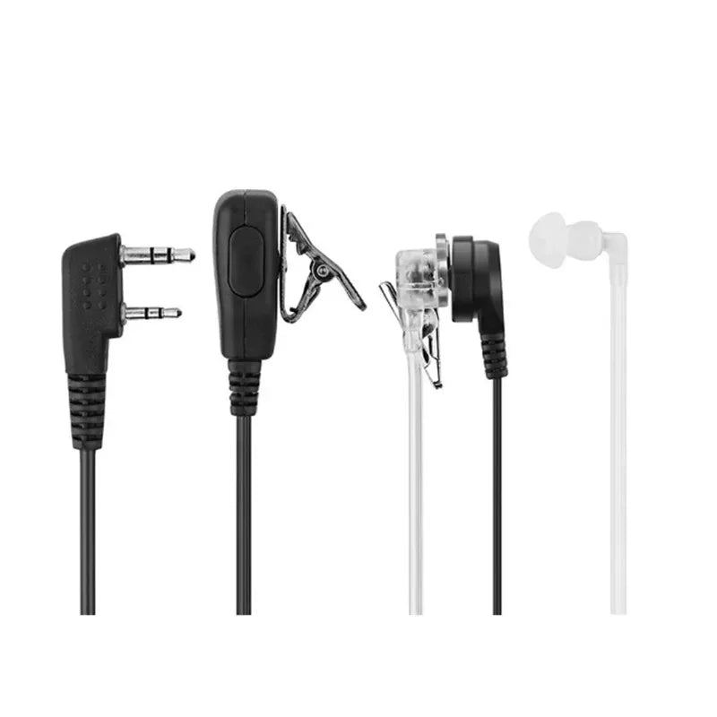 Walkie Talkie Headset for Transceiver Air Tube PTT Headphone 2 Pin Radio Earphones for Kenwood Baofeng UV 5R
