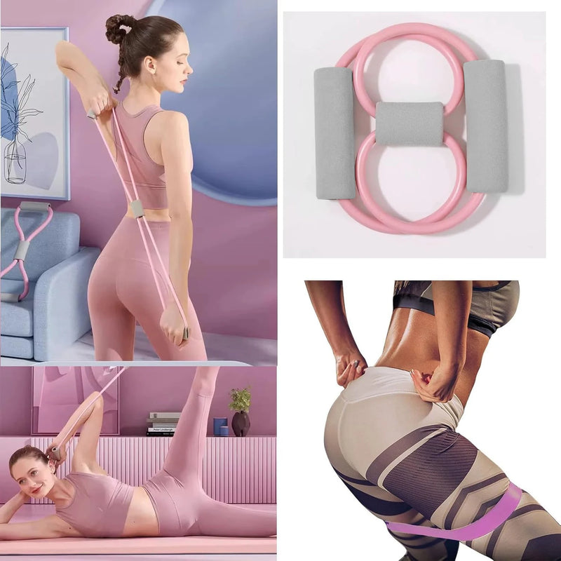 7Piece Pilates Basic Set Fitness Ball Elastic Stretch Belt Back Shaping Muscle Training Fitness Yoga Equipment