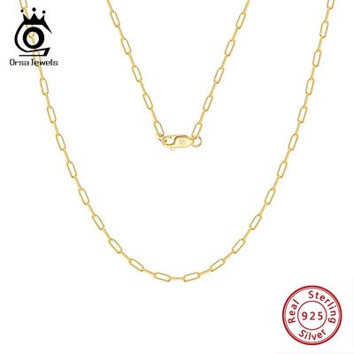 ORSA JEWELS 14K Gold 925 Sterling Silver 1.8mm Paperclip Neck Chain Fashion Link Necklaces for Women Dainty Jewelry | SAMAG