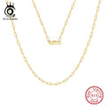 ORSA JEWELS 14K Gold 925 Sterling Silver 1.8mm Paperclip Neck Chain Fashion Link Chain Necklaces for Women Dainty Jewelry SC39