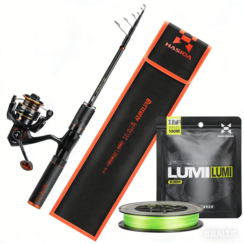 HASIDA BFS Butterfly Carbon Fiber Fishing Rod Spinning Combo Fuji Guides Fresh/Saltwater Shore Casting UL Action 1.5m-1.85m