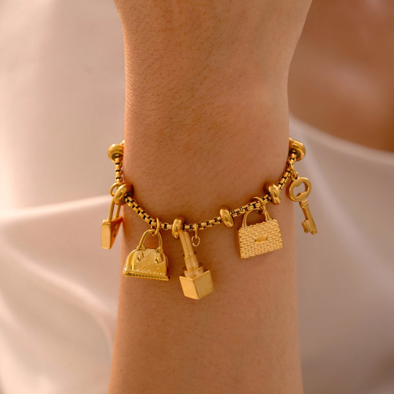 316L Stainless Steel Charm Bracelet For Women 18K Gold Plated Waterproof No Tarnish Multiple Different - Visuel 6 | SAMAG