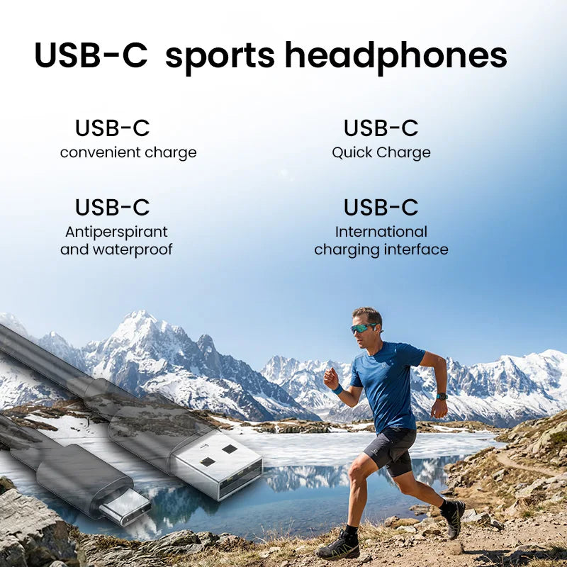 Bone Conduction Wireless Bluetooth Headphones Bluetooth 6.0 Sport Earphones Water And Sweat Proof Headset HD Call  Bluetooth Headphones With Mic