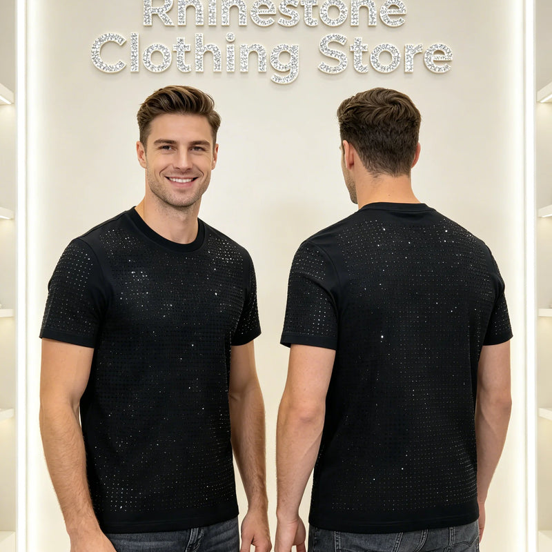 Men's Rhinestone Tracksuit Set European Luxury Streetwear Casual Daily Outfit T - Shirt And Pants - View 13 | SAMAG