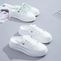 *2026 Summer New Baotou Mesh Breathable White Flat Shoes Fashionable Hot Selling Casual Half Dragged Round Head Women's Sandals