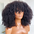 Mongolian Afro Kinky Curly Human Hair Wig For Women Raw Indian Hair Short Bob Wigs With Bangs Afro Curly Fringe Wigs Glueless