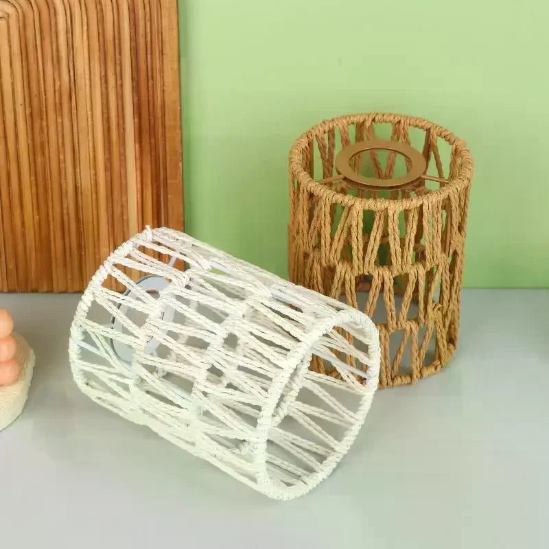 Garden Decor with Handcrafted Boho Woven Paper Rope Rattan Lampshade