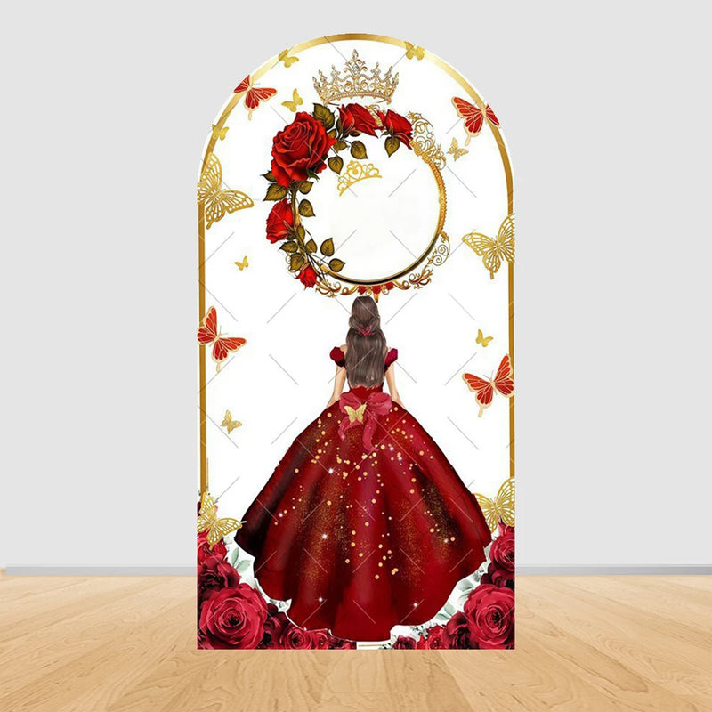 Red Dress Quinceanera Princess 15 Year old Birthday Party Decor  Backdrop Baby Shower Covers Arch Photography Background Props