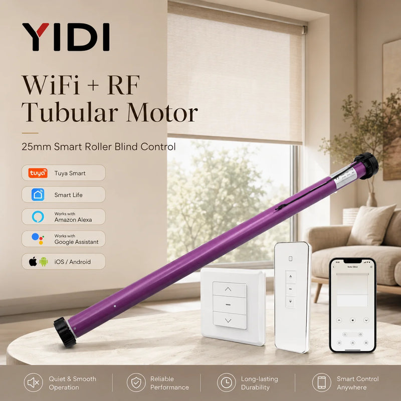YIDI Smart Tubular Motor 25mm WiFi RF for Roller Blind Curtain Shutter 38mm Tube Tuya Alexa Google