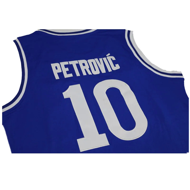 CIBONA Basketball Jersey #10 Petrovic High-Quality Blue Outdoor Sportswear with Embroidery Ventilation for Sports Fans