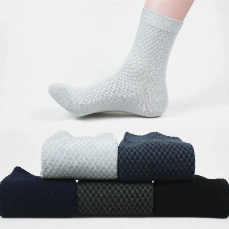 10 Pairs/Lot Men's Bamboo Fiber Socks Autumn Long Black | SAMAG