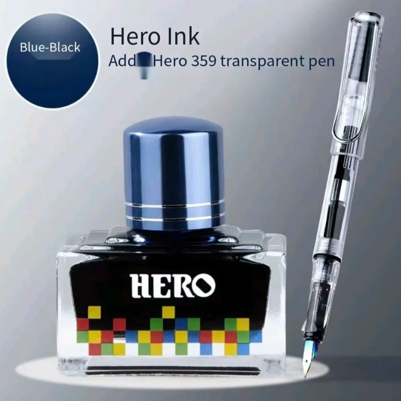 Hero 12 Colors Non-Carbon Ink 40ml Waterproof Quick Dry Fountain Pen Calligraphy Drawing Ink