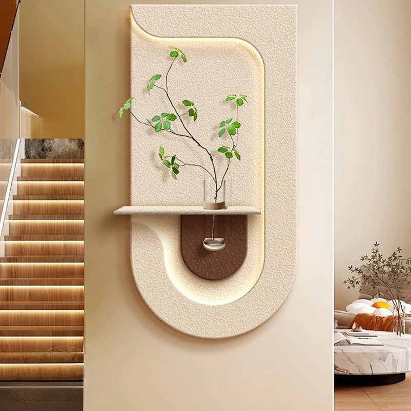 Entrance Decoration Porch Green Plant Ornaments Entrance Corridor LED Wall Lamp Painting High-End Living Room Mural Lamp
