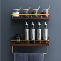 Kitchen Spice Bottle Storage Wooden Rack Multifunctional Wall Hanging Solid Brass Hook Bathroom Towel | SAMAG