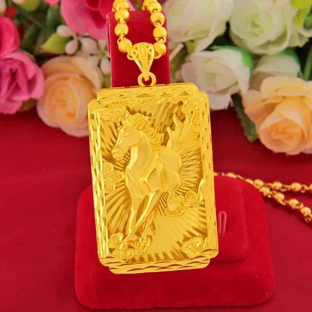 Real 18 K Gold Men's Square Tiger Pendant for Men Father Bro Pure Classic Wedding Gold Pendants Without Chain Fine Jewelry Gifts