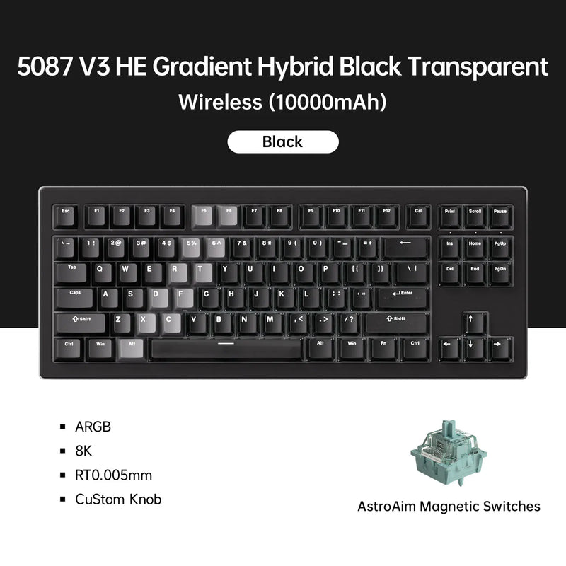 Akko 5087 V3 HE Magnetic Switch Keyboard 80% TKL US Layout Rapid Trigger 0.005mm 8K Type-C Wired Custom Gaming Keyboard Gasket