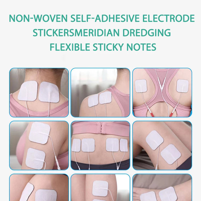 10Pcs 2mm Plug Non-woven Fabric Reusable Self Adhesive Electrode Pads Conductive Gel Pad Body Digital  Massager