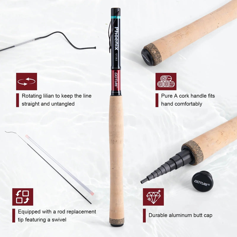 Goture Fly Fishing Rod Combo Ultralight Tenkara Rod with Flies, Tippet, Line, Tackle Backpack Full Set for Trout Stream Fishing