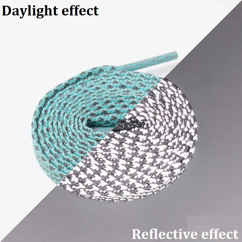 1Pair 3M Flat Reflective Shoelaces for Sneakers Glow at Night Be Applicable Sport Running AF1/AJ Luminous Shoe Lace Shoestring