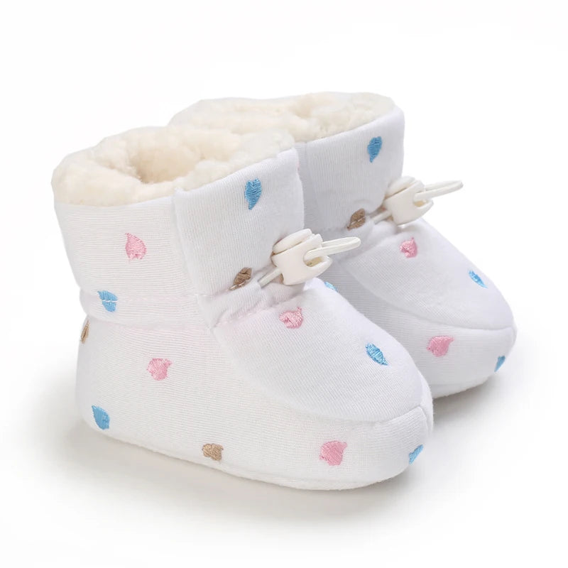 2022 Baby Autumn Winter Boots Baby Girl Boys Winter Warm Shoes Solid Fashion Toddler Fuzzy Balls First Walkers Kid Shoes 0-18M