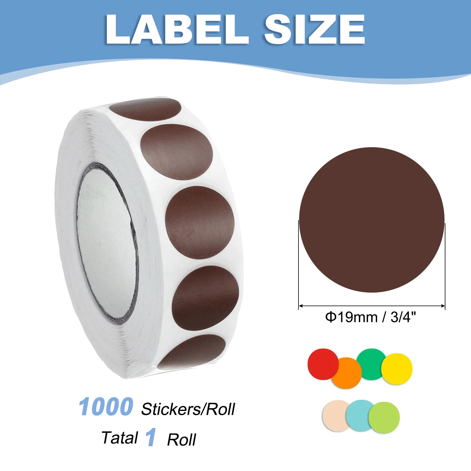 1000Pcs Colored Dot Stickers Color Coding Labels Blank Circle Stickers Adhesive Round Price Stickers for Office 12.7mm 19mm 25mm