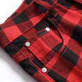 Men's Red Jeans with Checkered Print Details, Made | SAMAG
