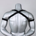 Black Punk Style Adjustable Tightness PU Metal Chain Half Harness Belt Men Top Chest Suspender for Cosplay - Visuel 5 | SAMAG