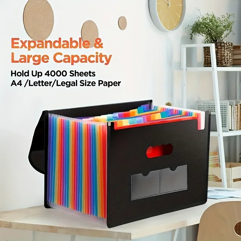 25/13 Pockets Plastic Three Sided Sealed Hanging Rope Flip Organ Bag A4 Multi-layer Folder Office File Storage Bag
