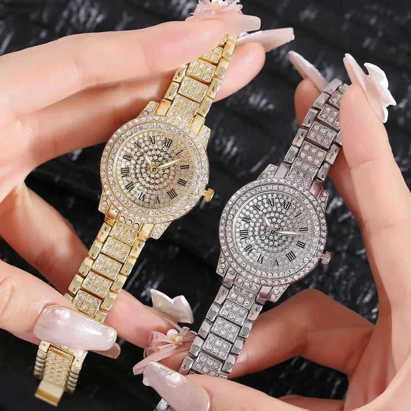 Women Fashion Shining Rhinestone Watch Brand Quartz Bracelet Watches Zircon Crystal Elegant Wristwatch Clock Friend Girls Gifts