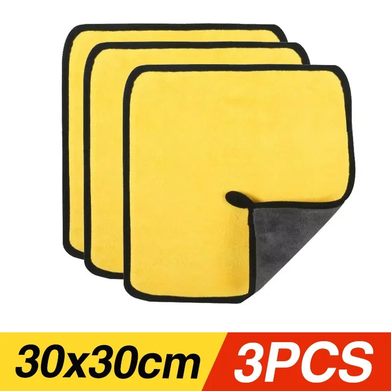 1/3/5/10PCS Car Wash Towels Cleaning Cloth Absorbent Dry Cloth General Purpose Microfiber Towel Thickened Yellow 30/40/60cm