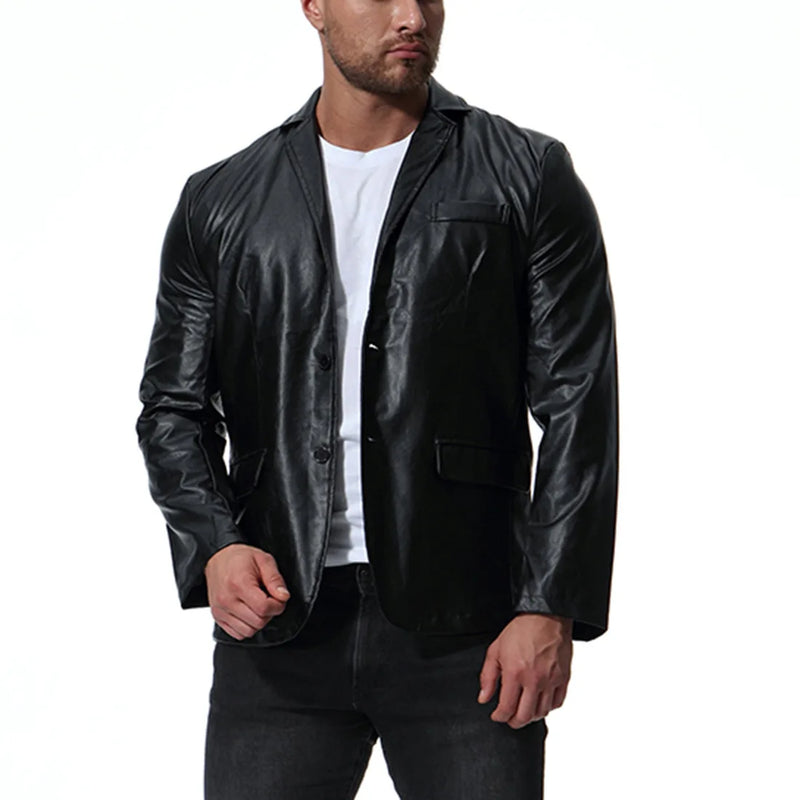 Autumn new, trendy PU leather jacket British large size leather casual suit jacket