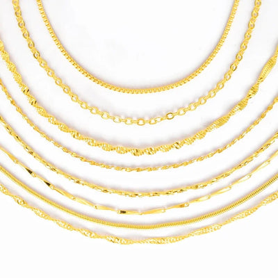 Real 14K Gold Color Necklace Chain for Women's Clavicle Neck Collare for Girlfriend Fashion Birthday Jewelry Gift Not | SAMAG