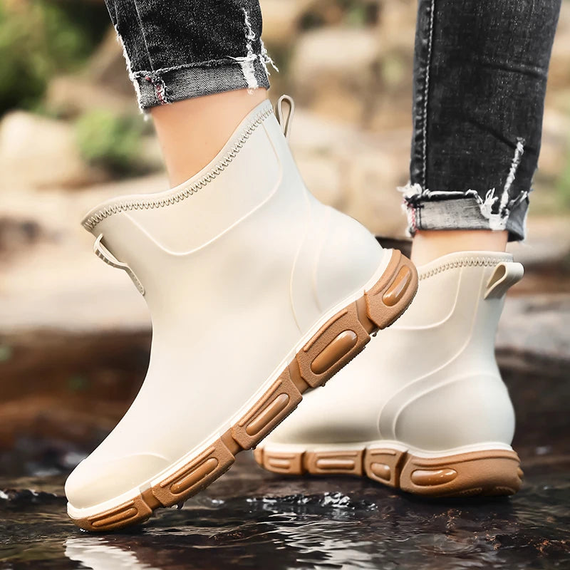 Men's Short Rain Boots Urban Water Boots Men's Non-slip Wear-resistant Fishing Wading Shoes Oil-proof Kitchen Rain Boot Zapatos