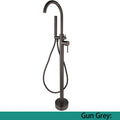 KEMAIDI Golden Plated Bathtub Filler Shower Roman Tub Faucet Set Free Standing Black Bath Shower Systerm Round Spout Mixer Tap