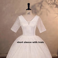 Wedding Dress Shiny Classic Boat Neck Bridal Party Gown - View 11 | SAMAG