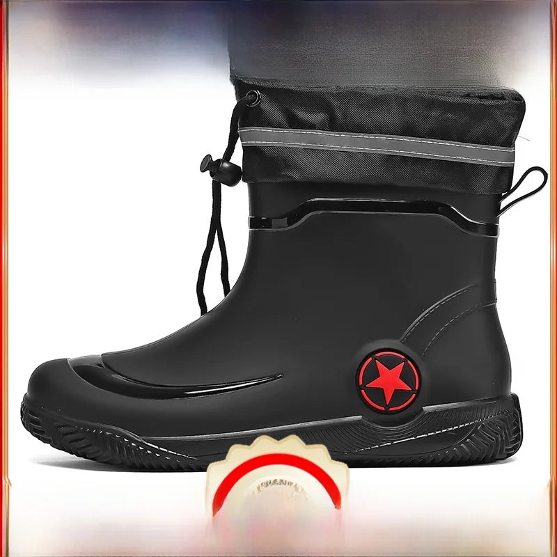 Men's Rain Boots 2026 New Summer Kitchen Work Delivery Rider Slip-Resistant Waterproof Fishing Large Size Water Shoes