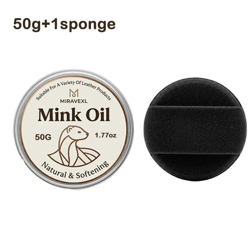 Mink Oil Leather Care Kit with Free Application Sponge - Softens, Protects & Extends Life of Your Favorite Leather Items
