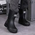 New Men's Style Rain Boots Fashion Mid-calf Waterproof Boots Work Warm Water Boots Wear-resistant Non-slip Fishing Rubber Shoes