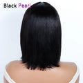 180% Density Cheap Nature Remy Black Dark Hair Wigs Sleek Peruvian Straight Lace Bob Wigs Short Lace Part Human Hair Wigs