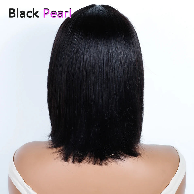180% Density Cheap Nature Remy Black Dark Hair Wigs Sleek Peruvian Straight Lace Bob Wigs Short Lace Part Human Hair Wigs